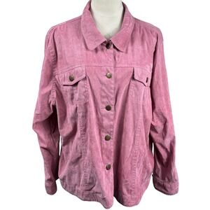 Bamboo Traders Womens Size 2X Pink Faux Suede Button Front Jacket Plus Size